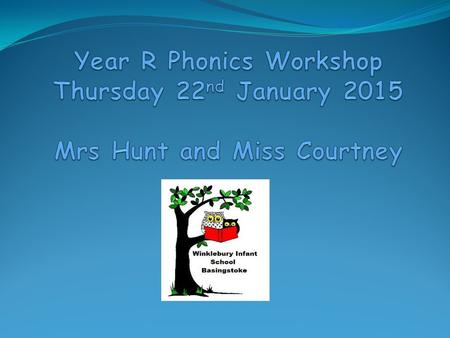 AIMS To share how phonics and spelling is taught at Winklebury