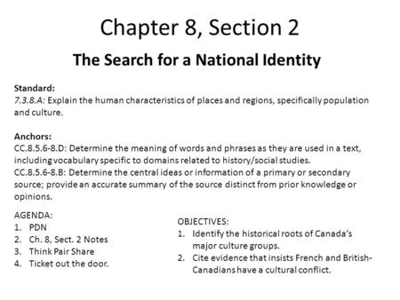 The Search for a National Identity