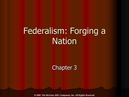 © 2005 The McGraw-Hill Companies, Inc. All Rights Reserved. Federalism: Forging a Nation Chapter 3.