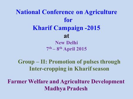 Farmer Welfare and Agriculture Development Madhya Pradesh