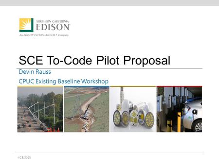 SCE To-Code Pilot Proposal