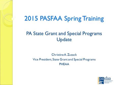 2015 PASFAA Spring Training