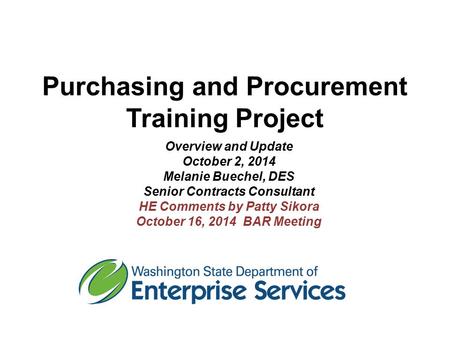 Purchasing and Procurement Training Project
