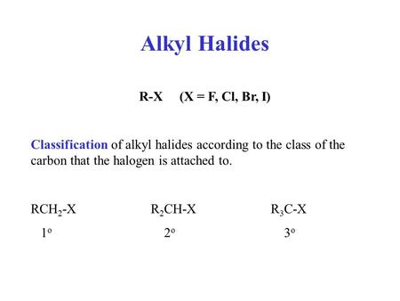 Alkyl Halides R-X (X = F, Cl, Br, I)