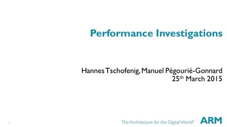 1 Performance Investigations Hannes Tschofenig, Manuel Pégourié-Gonnard 25 th March 2015.