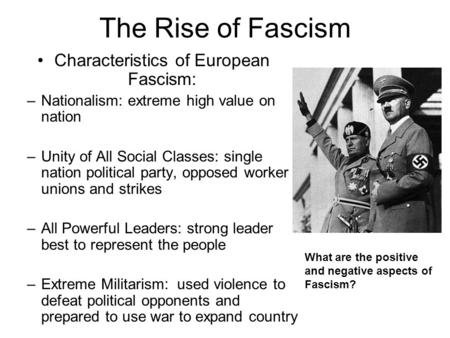 Characteristics of European Fascism:
