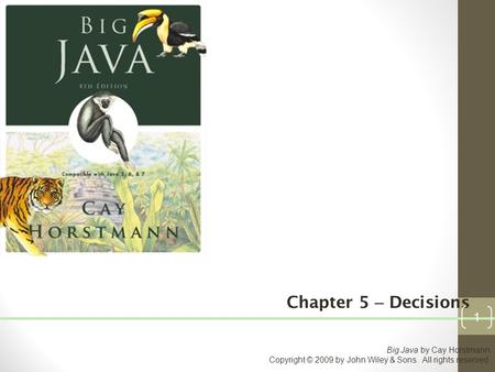 Chapter 5 – Decisions Big Java by Cay Horstmann