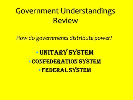 Government Understandings Review