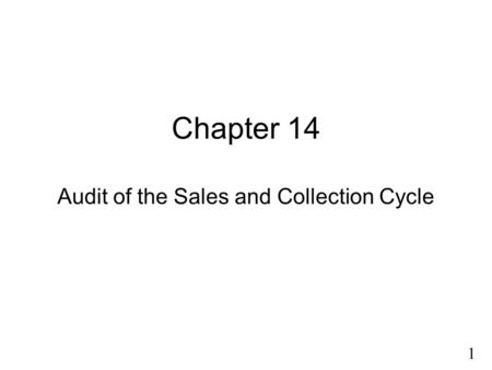 Audit of the Sales and Collection Cycle