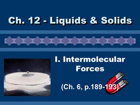 I. Intermolecular Forces (Ch. 6, p )