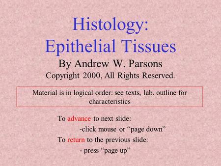 Histology: Epithelial Tissues By Andrew W