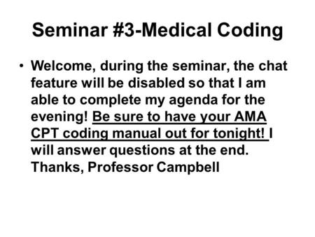 Seminar #3-Medical Coding