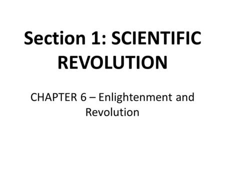 SCIENTIFIC REVOLUTION