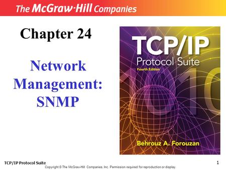 TCP/IP Protocol Suite 1 Copyright © The McGraw-Hill Companies, Inc. Permission required for reproduction or display. Chapter 24 Network Management: SNMP.