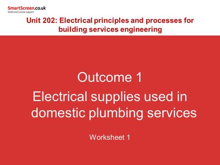 Electrical supplies used in domestic plumbing services