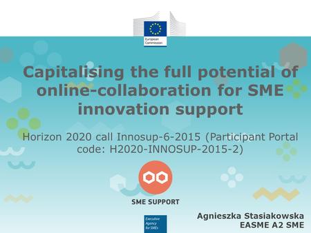 Capitalising the full potential of online-collaboration for SME innovation support Horizon 2020 call Innosup-6-2015 (Participant Portal code: H2020-INNOSUP-2015-2)