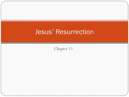 Chapter 11 Jesus’ Resurrection. Journal Reflection: Phillip’s Story What do you think is the meaning of the story?