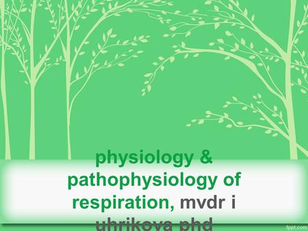 Physiology & pathophysiology of respiration, mvdr i uhrikova phd.
