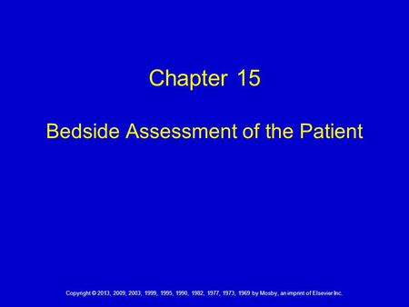 Chapter 15 Bedside Assessment of the Patient