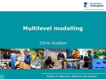 School of Veterinary Medicine and Science Multilevel modelling Chris Hudson.