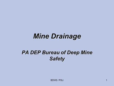 PA DEP Bureau of Deep Mine Safety