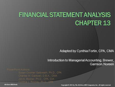 Financial Statement Analysis Chapter 13