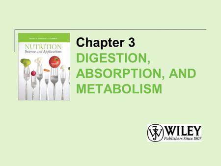 Chapter 3 DIGESTION, ABSORPTION, AND METABOLISM. Digestion and Absorption Biochemically, “you are what you eat” is true! Food and fluid taken into the.