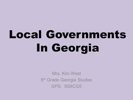 Local Governments In Georgia