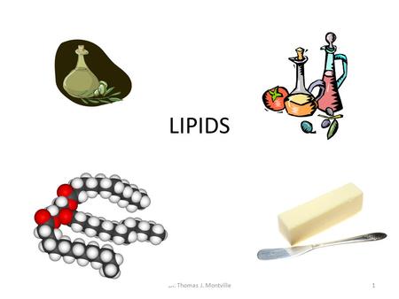 Dr. Thomas J. Montville1 LIPIDS. Dr. Thomas J. Montville2 Our plan for the day… Good things about “fat” Bad things about “fat” Lipid Chemistry (ugh) Carbon.