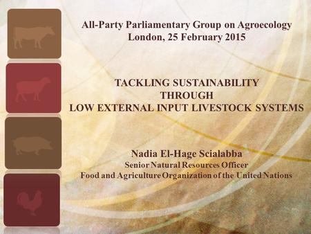 All-Party Parliamentary Group on Agroecology London, 25 February 2015 TACKLING SUSTAINABILITY THROUGH LOW EXTERNAL INPUT LIVESTOCK SYSTEMS Nadia El-Hage.