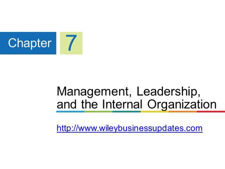 7 Chapter Management, Leadership, and the Internal Organization http://www.wileybusinessupdates.com.
