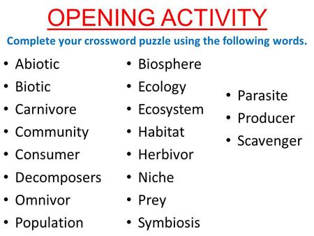 Complete your crossword puzzle using the following words.