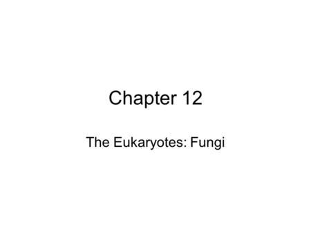 Chapter 12 The Eukaryotes: Fungi.