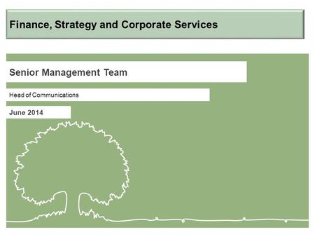 Senior Management Team June 2014 Head of Communications Finance, Strategy and Corporate Services.