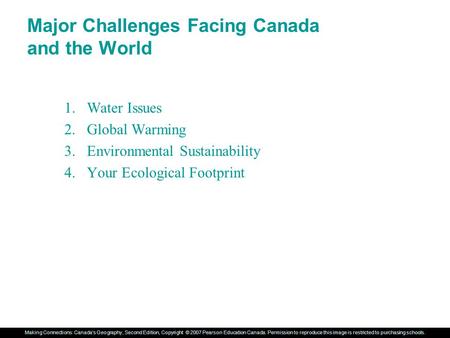 Major Challenges Facing Canada and the World