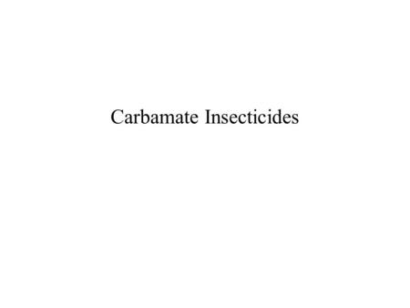 Carbamate Insecticides
