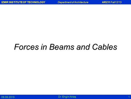 Forces in Beams and Cables