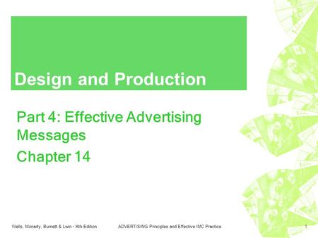 Wells, Moriarty, Burnett & Lwin - Xth EditionADVERTISING Principles and Effective IMC Practice1 Design and Production Part 4: Effective Advertising Messages.