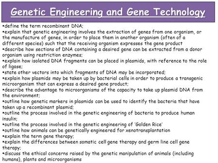 Genetic Engineering and Gene Technology