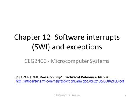 Chapter 12: Software interrupts (SWI) and exceptions