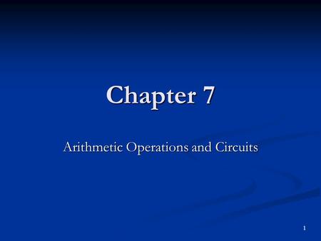 Arithmetic Operations and Circuits