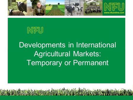 Developments in International Agricultural Markets: Temporary or Permanent.