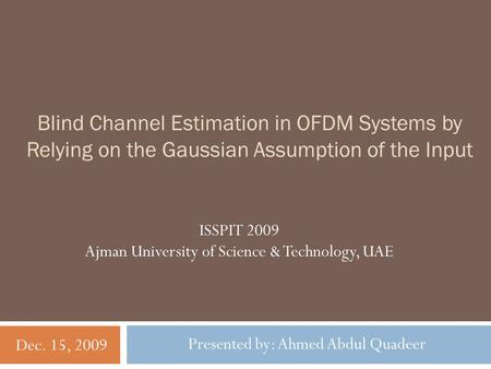 ISSPIT Ajman University of Science & Technology, UAE