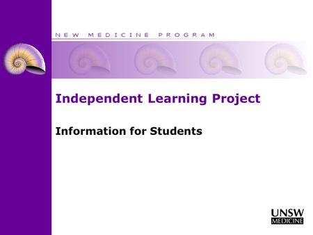 Independent Learning Project Information for Students.