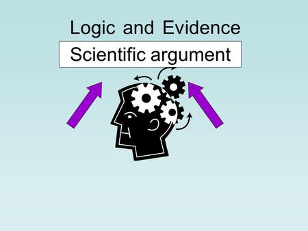 LogicandEvidence Scientific argument. Logic Reasoning –Deductive –Inductive.