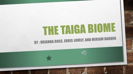 THE TAIGA BIOME BY : BRIANNA ROSS, ERRIS LOVELY, AND MIRIAM DARDEN.