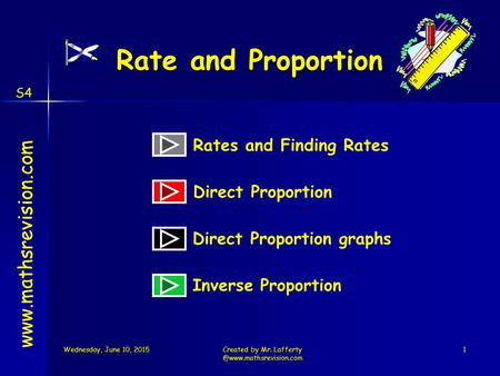 Created by Mr. Rate and Proportion  Rates and Finding Rates Wednesday, June.