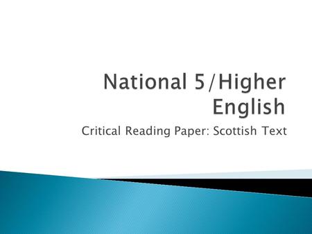 National 5/Higher English