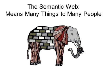 The Semantic Web: Means Many Things to Many People.