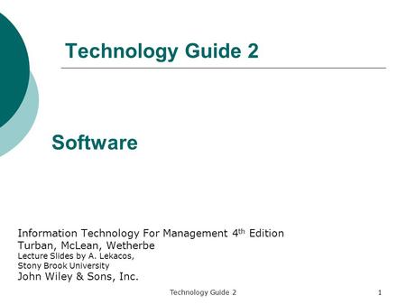 Technology Guide 2 Software